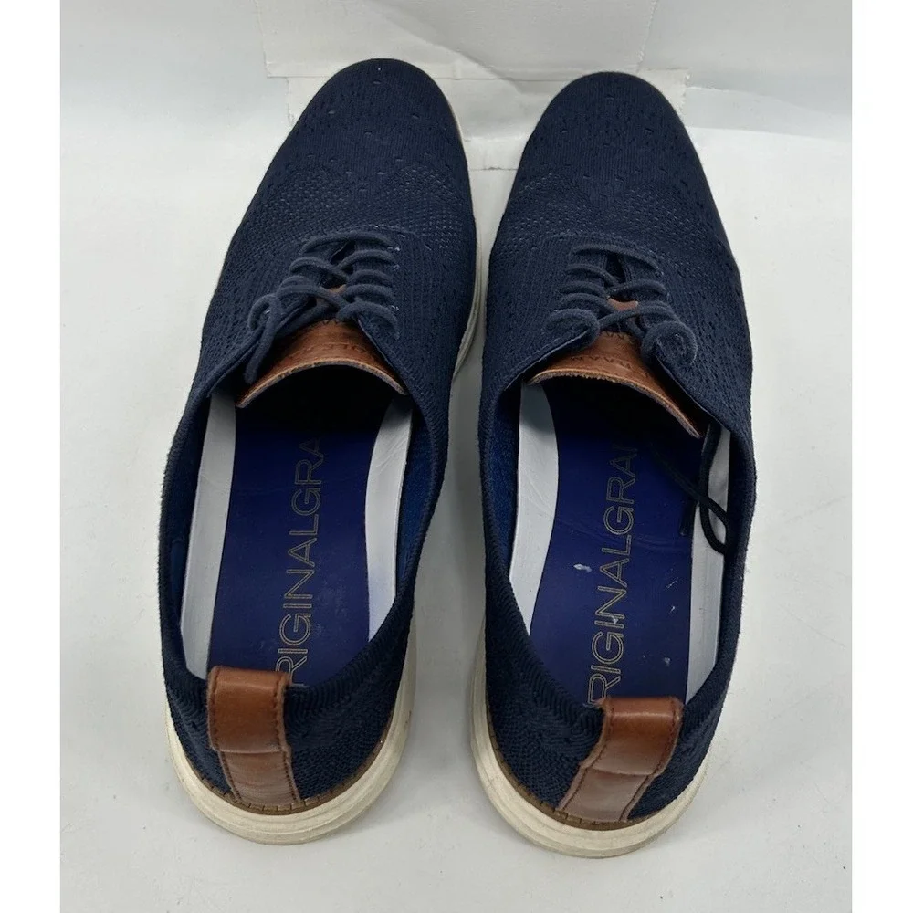 Cole Haan Original Grand Stitchlite Wingtip Oxfords Blue Knit Men's Size 12M